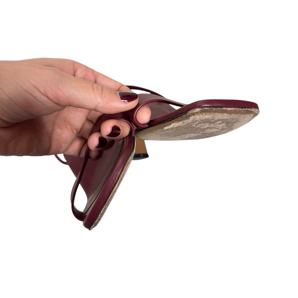 Neous Burgundy Slingback Kitten Heel Sandals - Picture 5 of 7